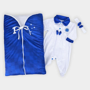 Saída de Maternidade Infantil Cruzeiro Menina - Azul+Branco