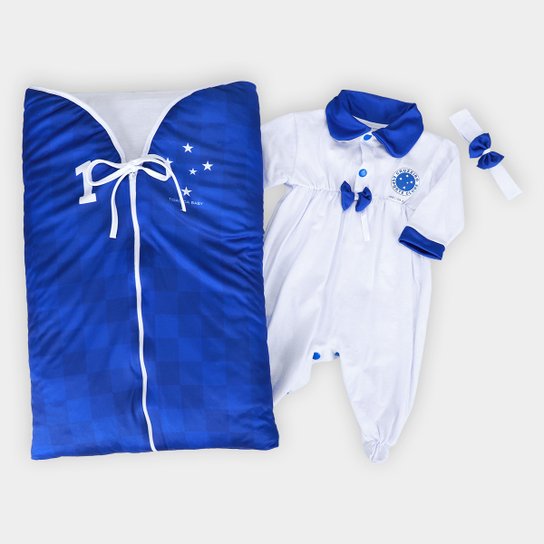 Saída de Maternidade Infantil Cruzeiro Menina - Azul+Branco